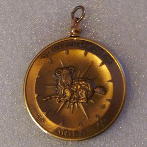 Vintage Aries Zodiac Coin Pendant